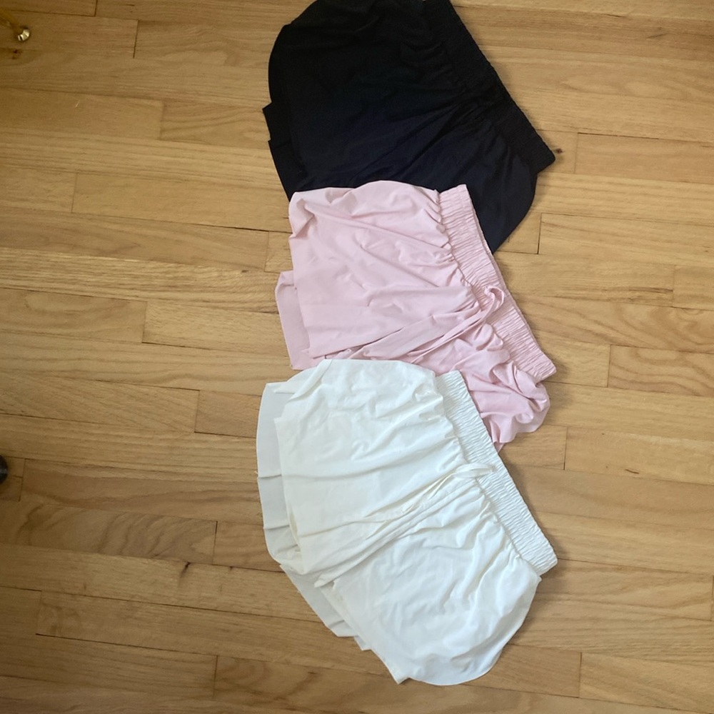 Pink, white and black skorts